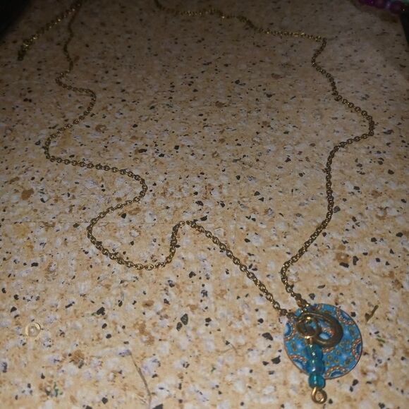 Long Rustic blue charm add on necklace - Picture 5 of 8